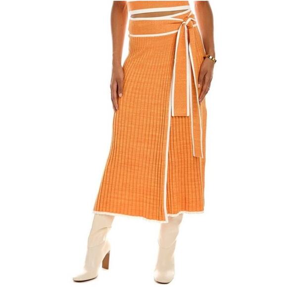 C/Meo Womens  Collective Still In Love‎ Knit Midi Skirt, Orange NWT - Picture 3 of 7